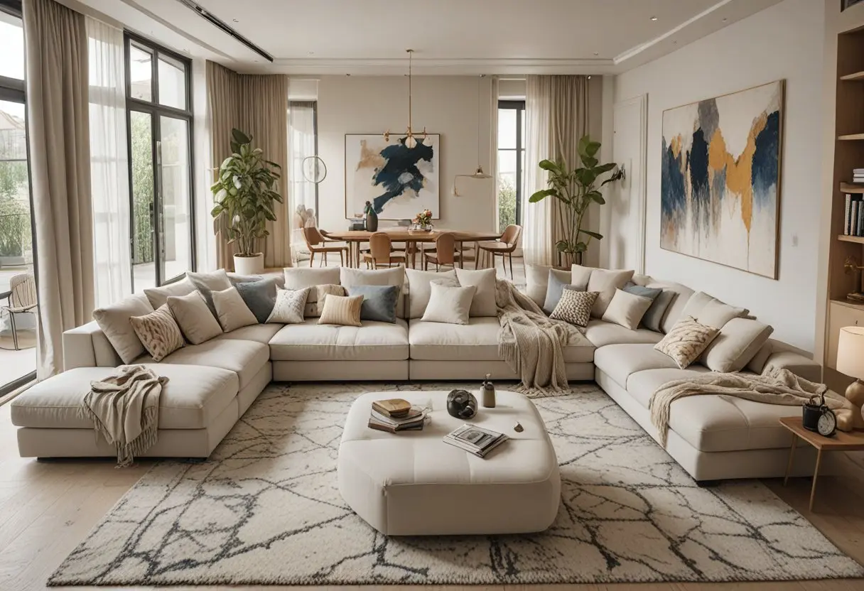 چیدمان مبل ال با زاویه 45 درجه